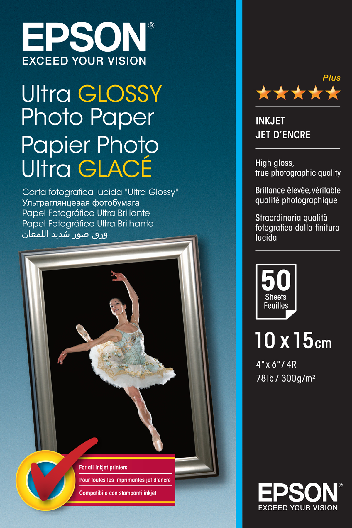 EPSON Fotopapier S041943 10,0 x 15,0 cm hochglänzend 300 g/qm 50 Blatt
