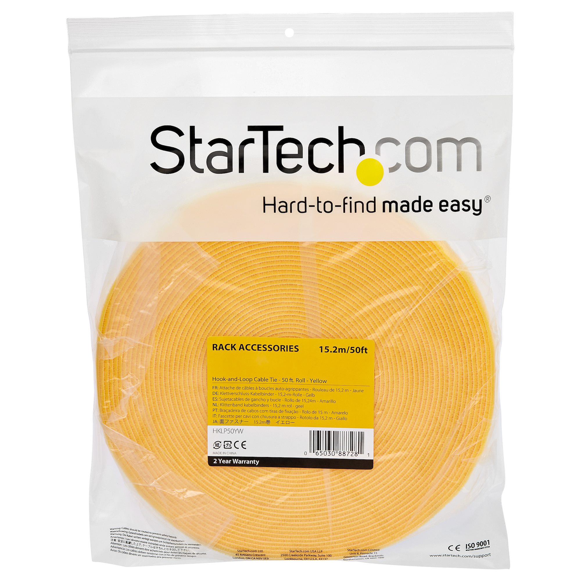 HOOK AND LOOP ROLL 25FT. - YELLOW - RESUABLE