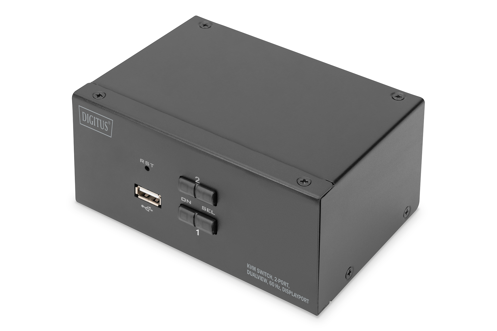 DIGITUS KVM Switch, 2-Port, 4K60Hz, 4xDP in,2xUSB-B,2xAudio