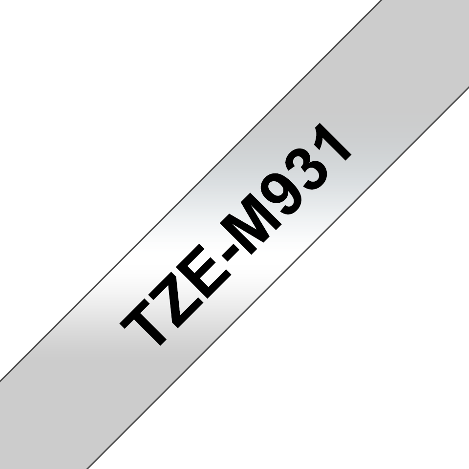 TZE-M931 LAMINATED TAPE 12MM 8M BLACK ON SILVER/METALLIC MATT