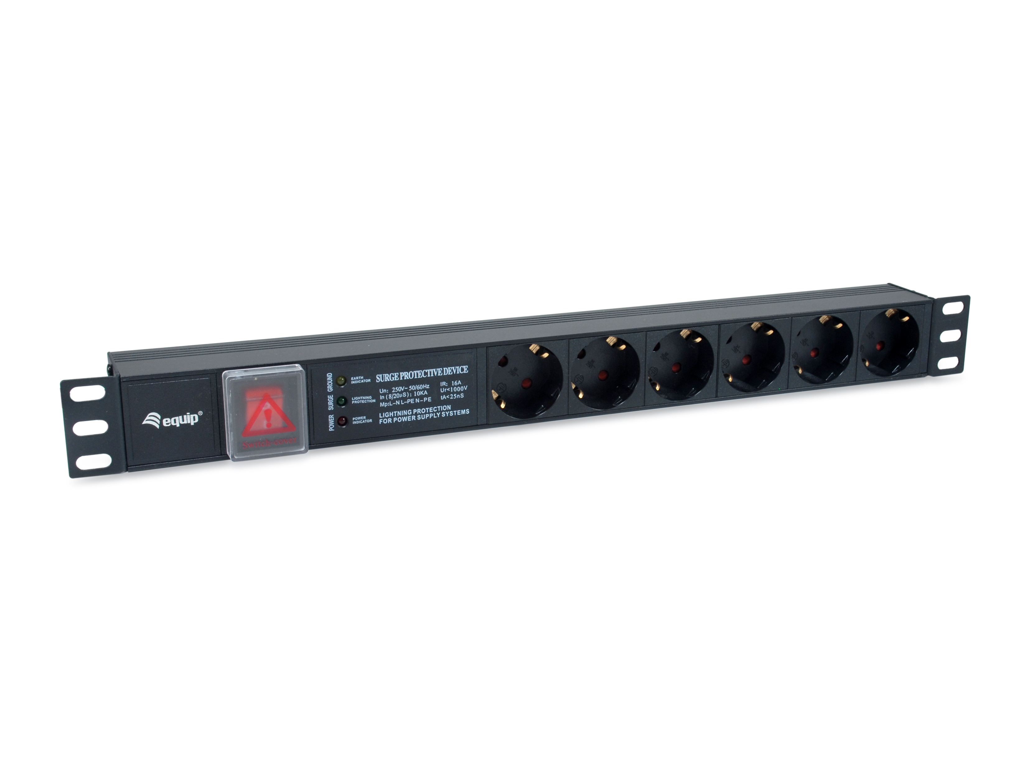 Equip 19 Steckdosenleiste 6xSchuko+Switch->St.90°ÜSS NF Alu