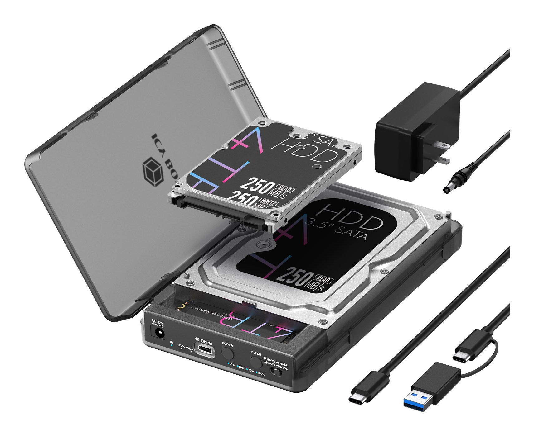 Docking- & Klonstation IcyBox für M.2 & 2,5/3,5 SSD/HDD