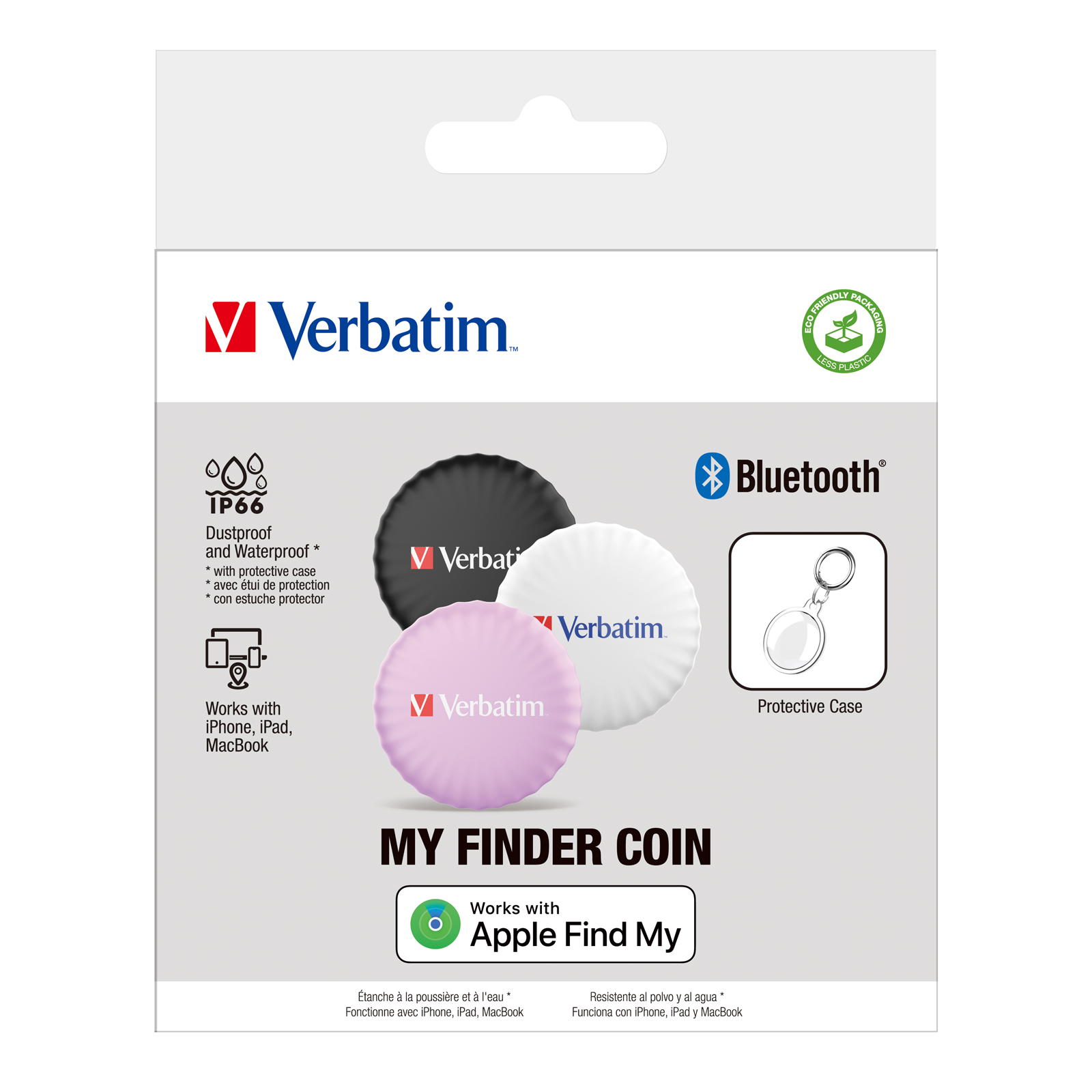 Verbatim My Finder Coin Bluetooth Tracker schwarz/weiß/pink (3er Pack)