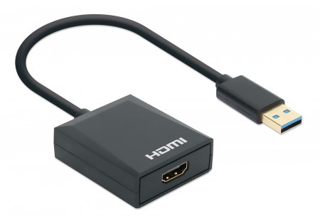 MANHATTAN 1080p USB-A auf HDMI-Adapter Konverter mit USB 3.2 Gen 1 Typ A-Stecker auf HDMI-Buchse 1080p60Hz schwarz