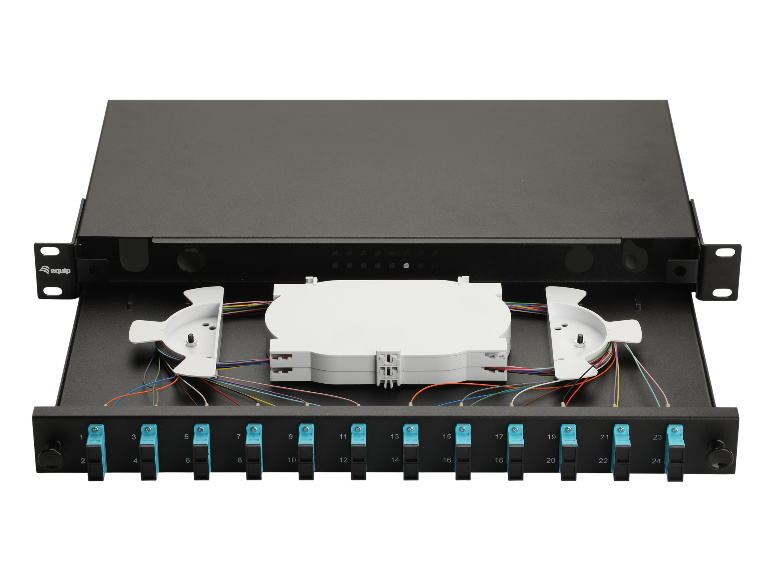 Equip LWL-Spleißkasten 12-Port SC-Duplex OM3 1U komplett sw