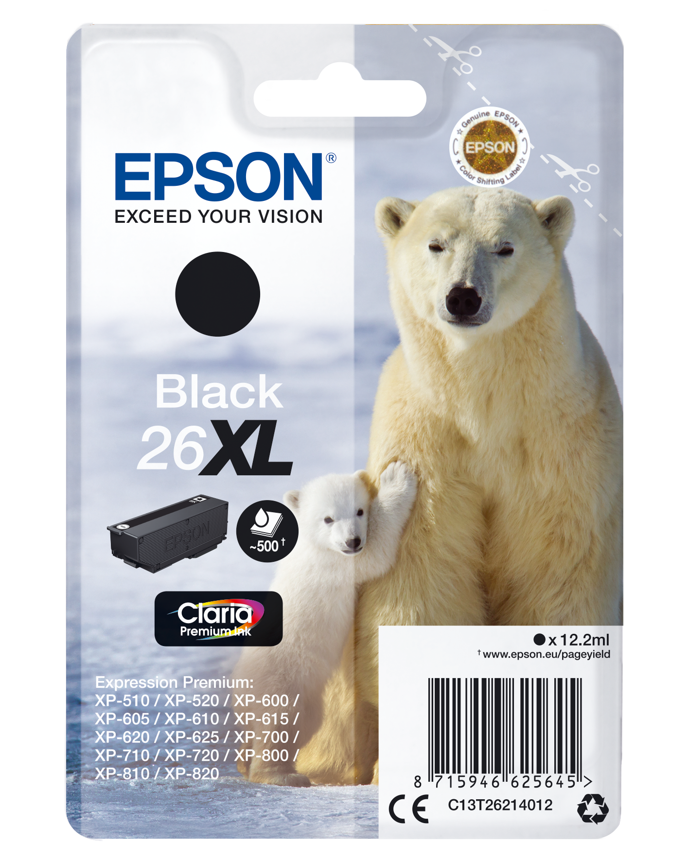 EPSON 26XL / T2621XL (Eisbär) schwarz Druckerpatrone