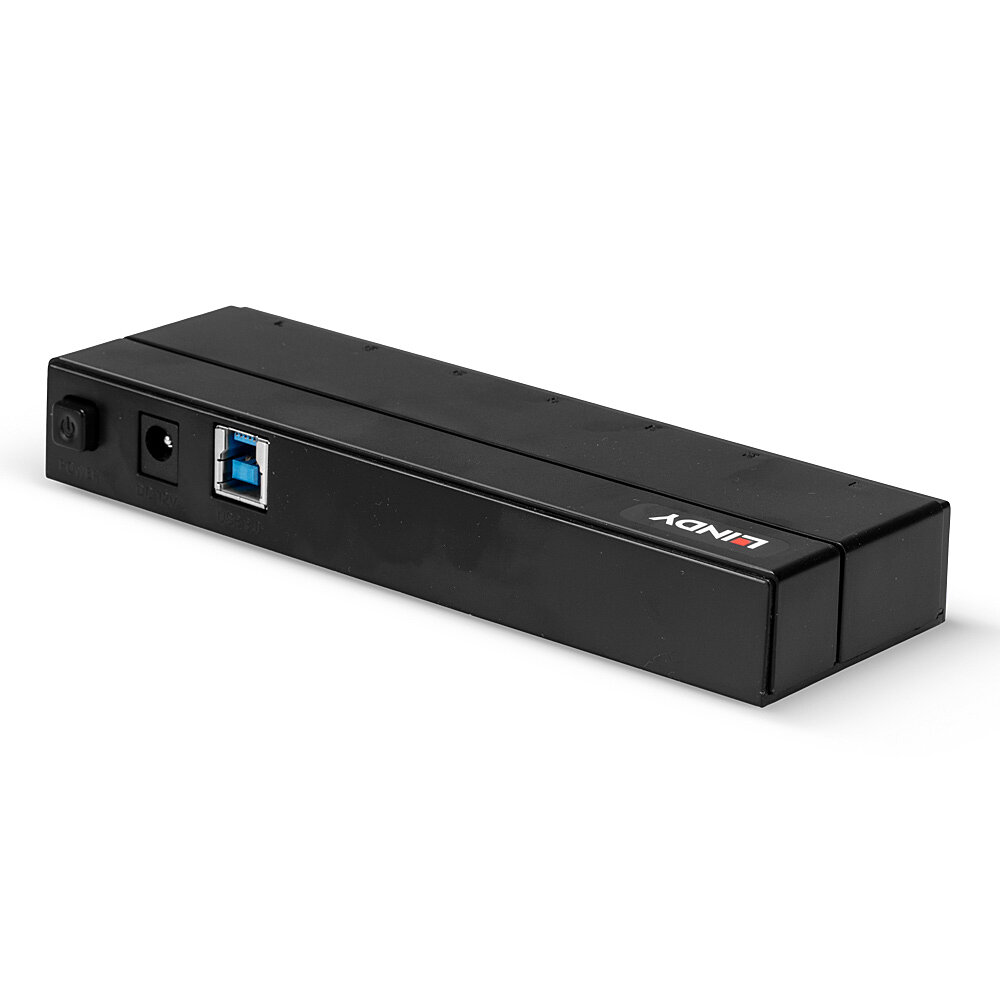 LINDY USB 3.1 Hub 7 Port mit Ladefunktion. Unterstuetzt Battery Charging Standard 1.2 bis max. 1,5A Ampere pro Port