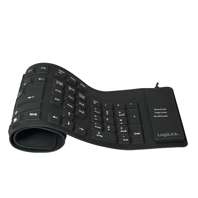 Logilink Tastatur USB / PS/2 Flexibel Wasserfest schwarz