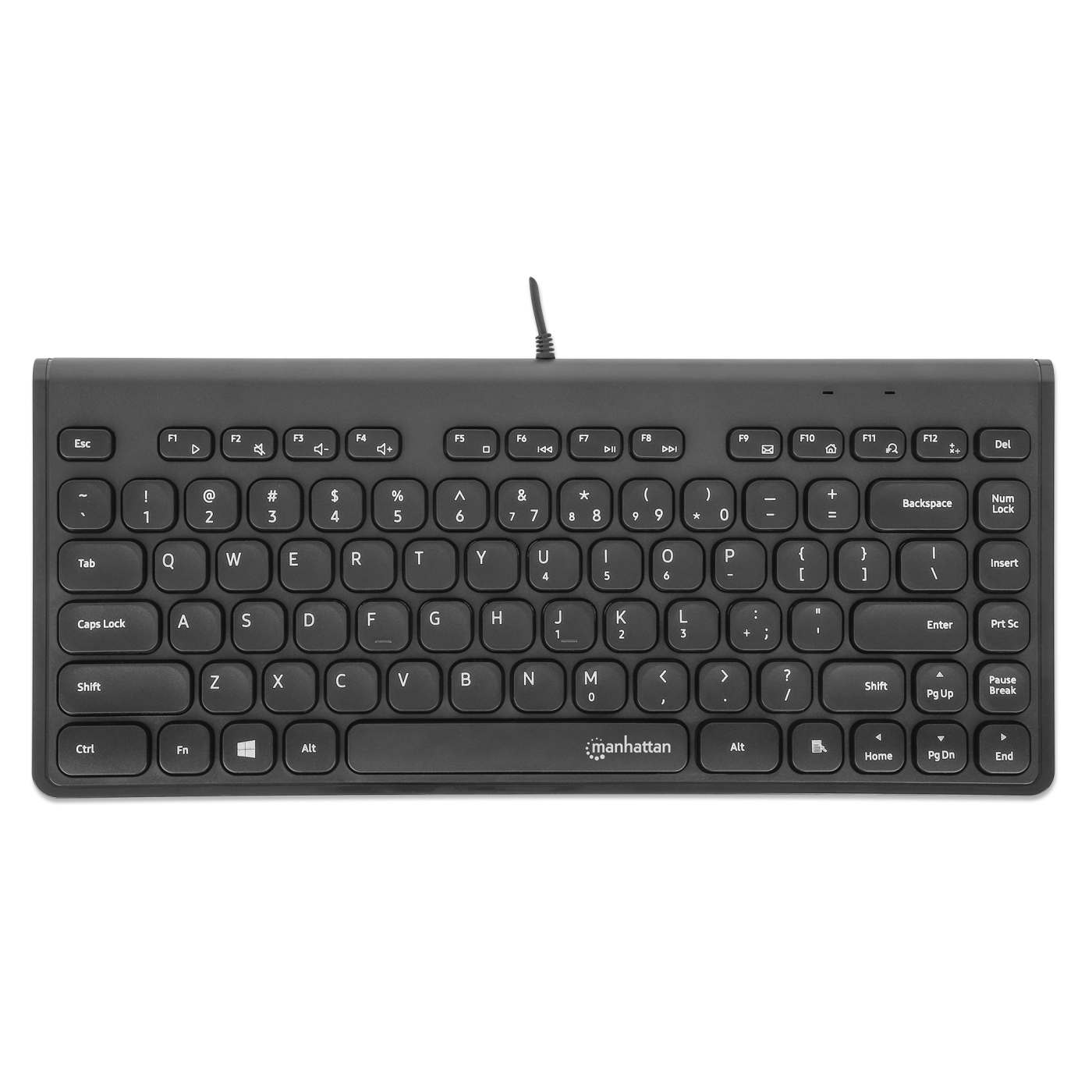 MANHATTAN Slim USB Mini-Tastatur 1.5m Kabel schwarz