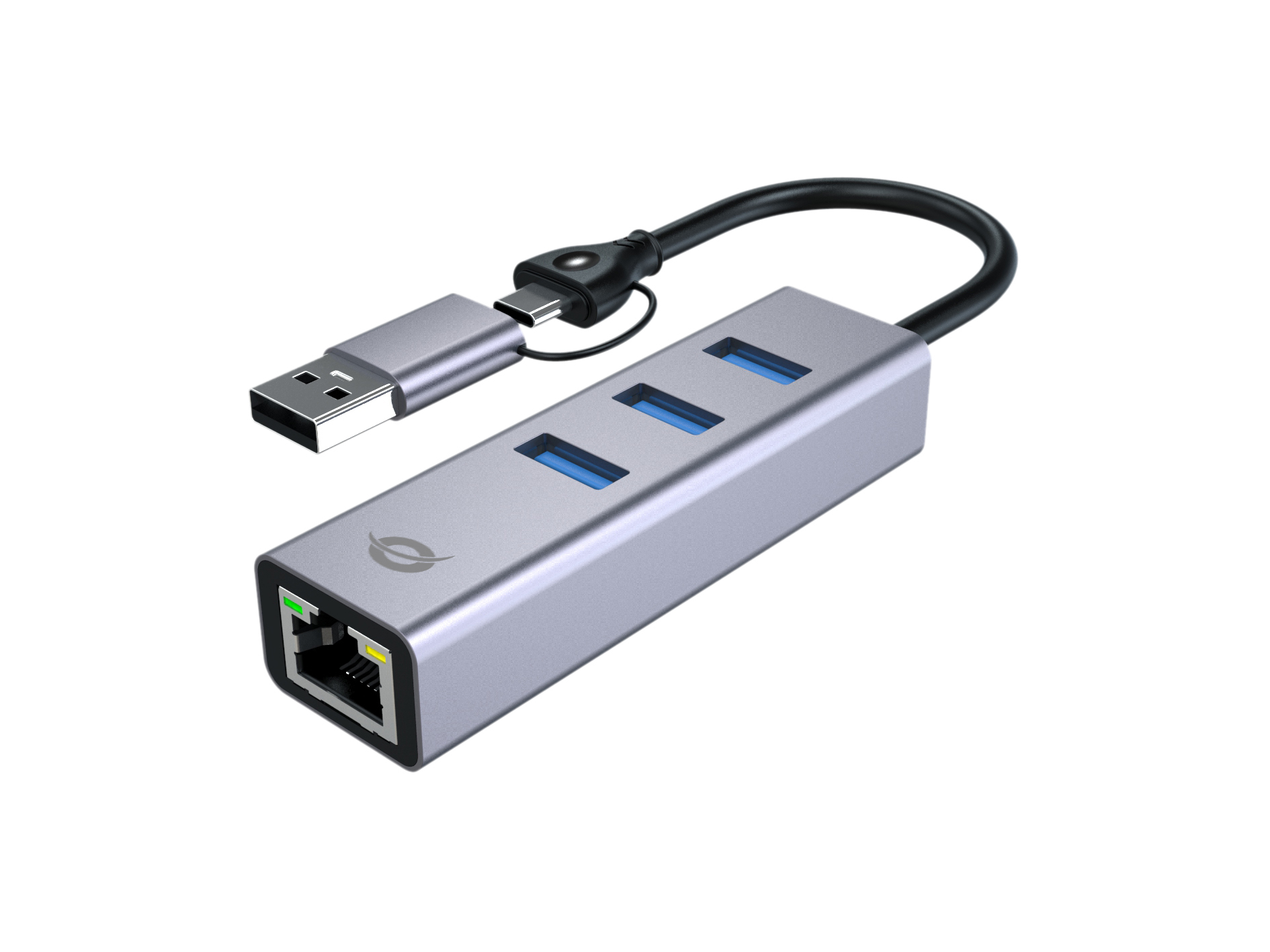 CONCEPTRONIC Adapter USB-C/-A3.0->GbE+3x-A3.0 5Gbs gr
