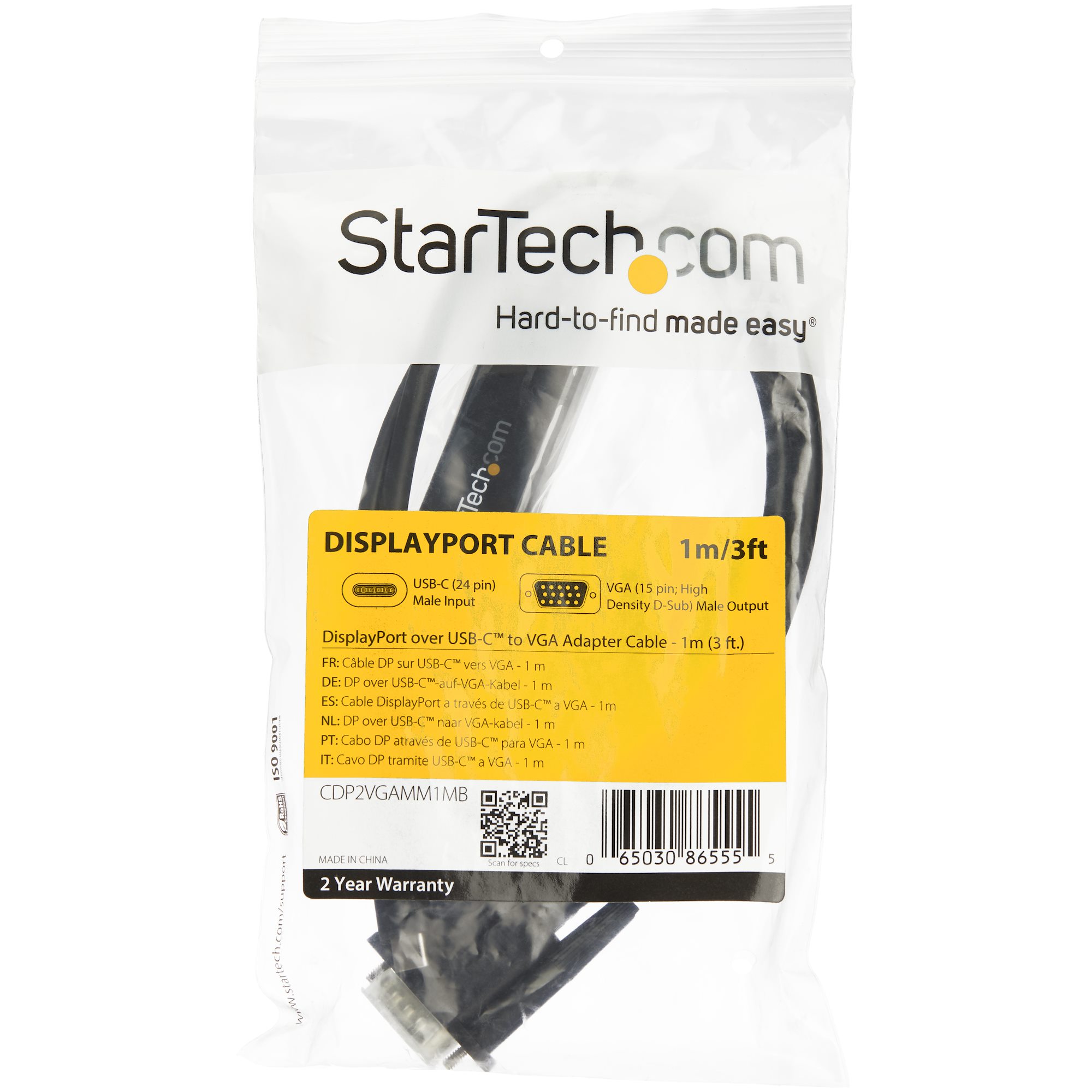 1M USB-C TO VGA CABLE DP TO VGA