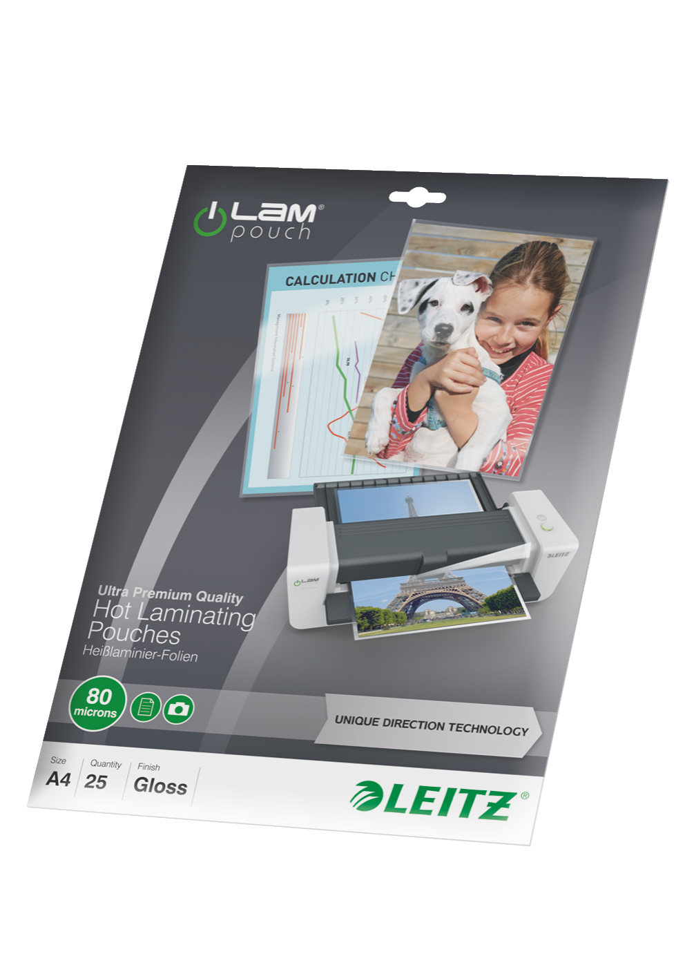 LEITZ Laminierfolien UDT glänzend für A4 80 micron, 25 St.