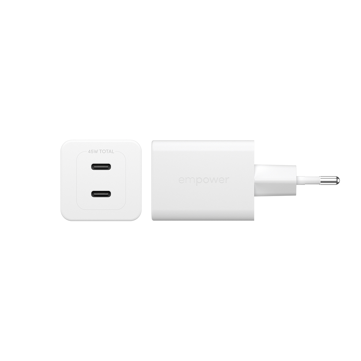 TURBO 45W CHARGER INCL. 2 X USB-C EU PLUG SILVER WHITE