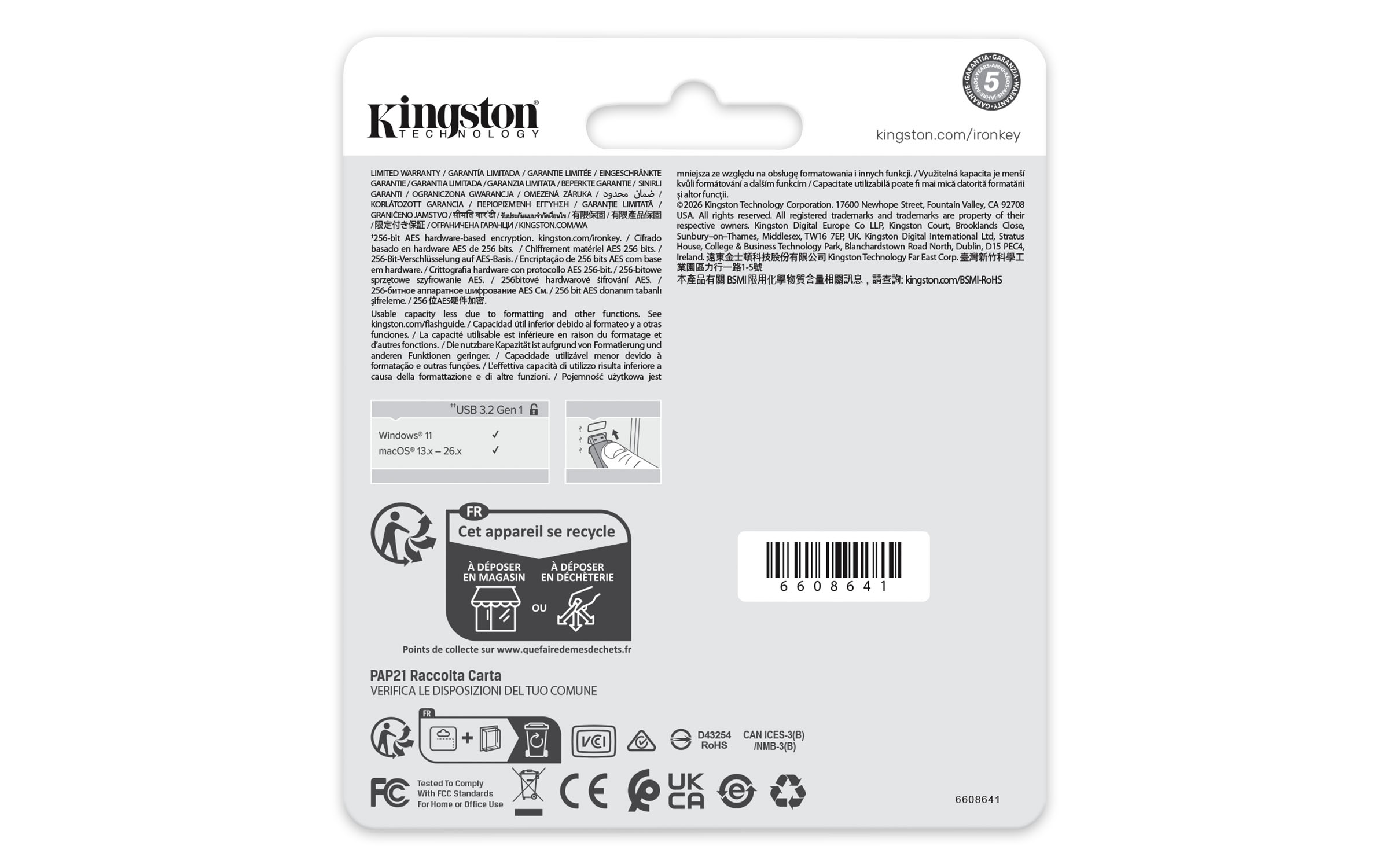 KINGSTON 64GB IronKey Locker Plus 50 G2 FIPS 197 AES-256