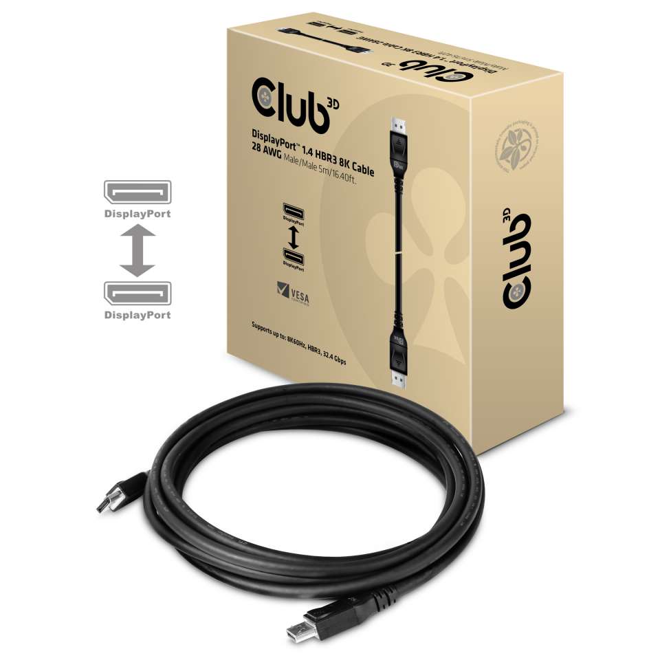 Club3D DisplayPort-Kabel 1.4 HBR3 32,4Gb/s 5m 8K60Hz St/St retail