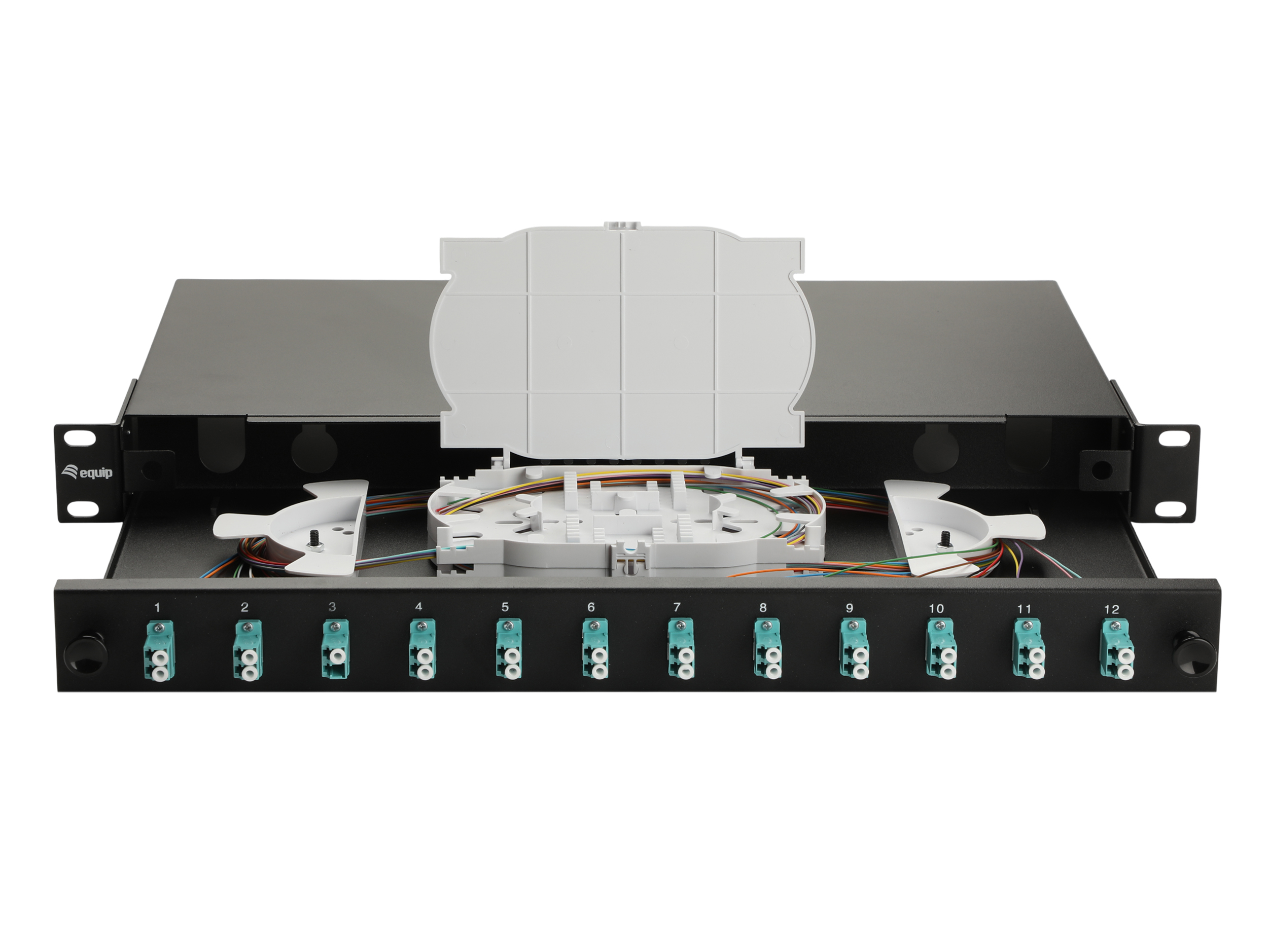 Equip LWL-Spleißkasten 12-Port LC-Duplex OM3 1U komplett sw