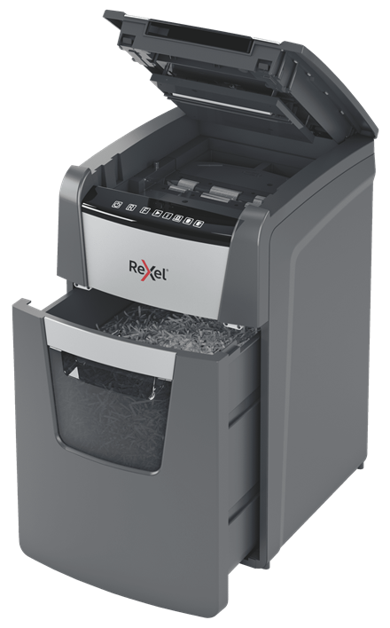 Rexel Optimum AutoFeed+ 130X Aktenvernichter mit Partikelschnitt P-4, 4 x 28 mm, bis 130 Blatt, schwarz