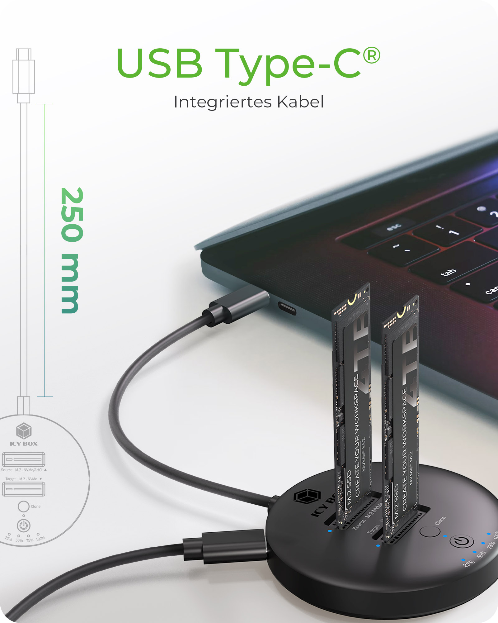 Docking- & Klonstation IcyBox 2x M.2 NVMe SSD
