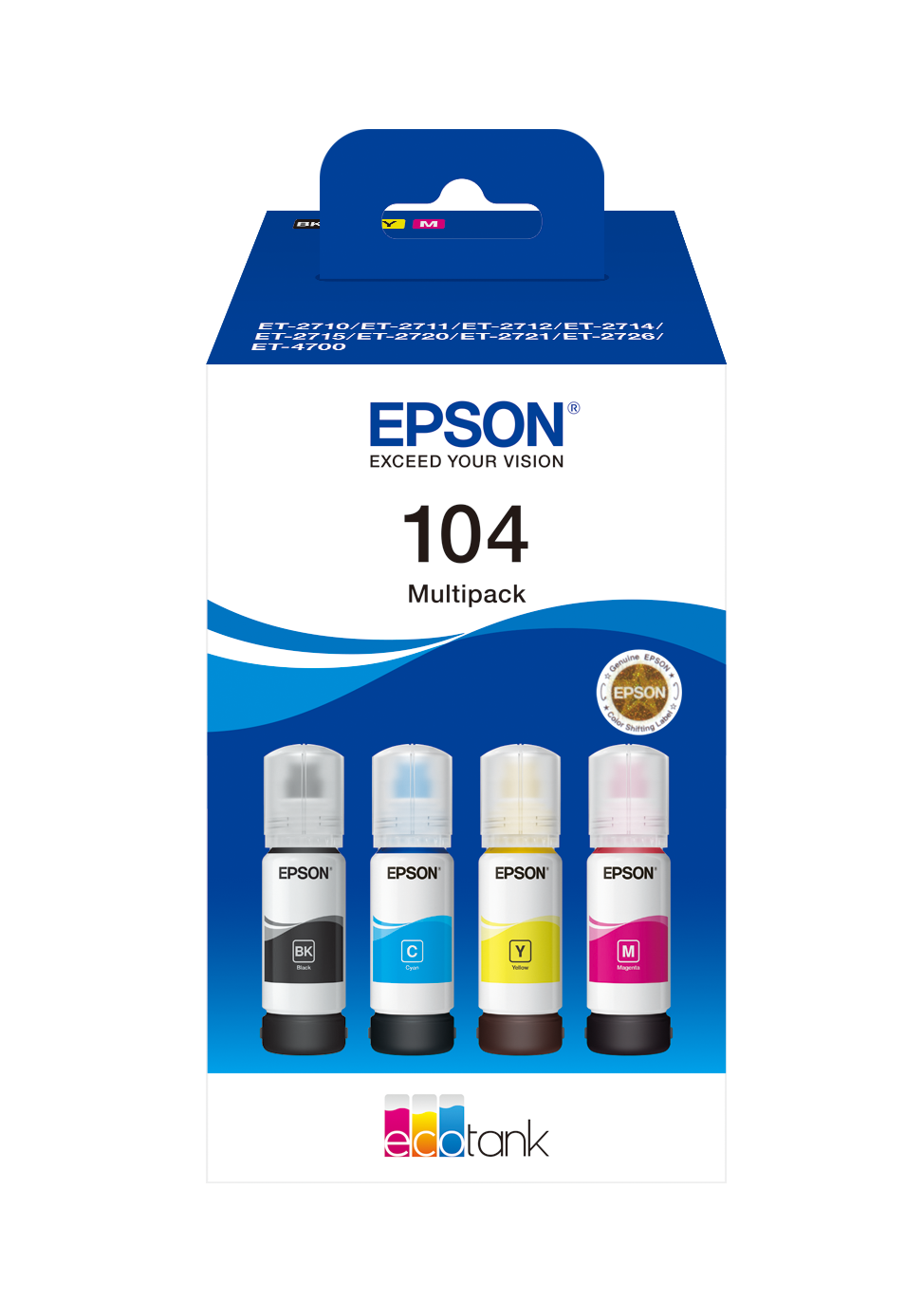 EPSON 104/T00P64 schwarz, cyan, magenta, gelb Tintenflaschen, 4er-Set