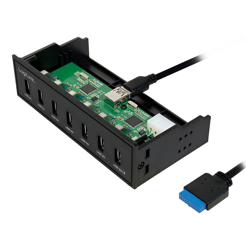 Logilink USB HUB 3.0, 7-Port, 5,25 intern + Schnelladeport