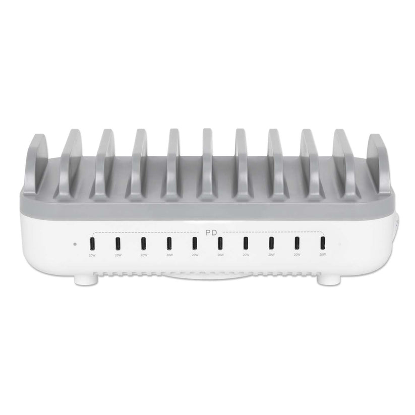 MANHATTAN 10-Port USB-C Power Delivery-Ladestation bis zu 20 W pro Port intelligente Stromverteilung und sicheres Schnellladen