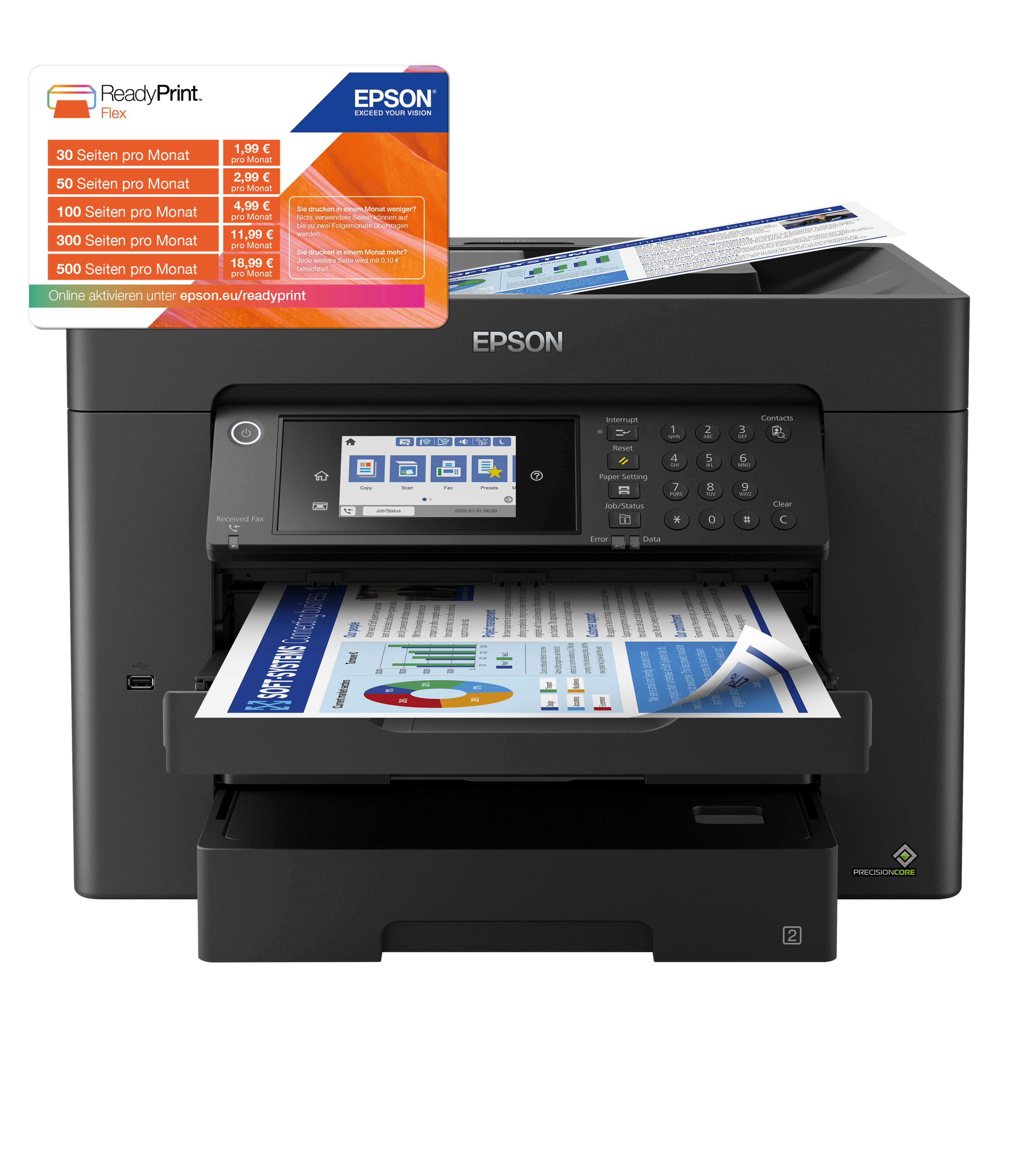 EPSON WorkForce WF-7840DTWF 4 in 1 Tintenstrahl-Multifunktionsdrucker schwarz