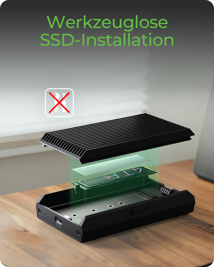 Geh. IcyBox für NVMe M.2 SSD zu Type-C USB 4
