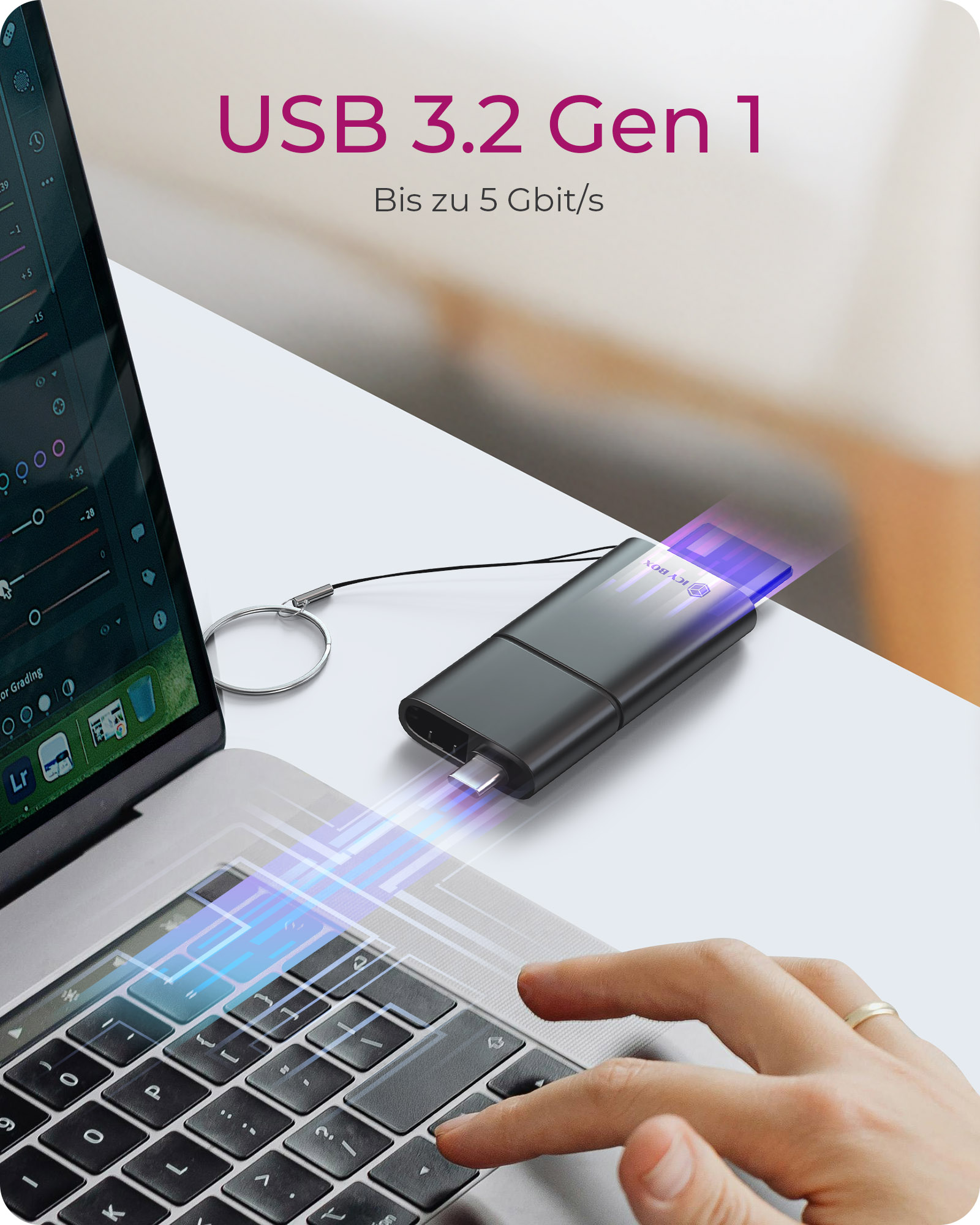 Card Reader IcyBox 2 in 1 USB 3.2 Gen 1 Type-C/A