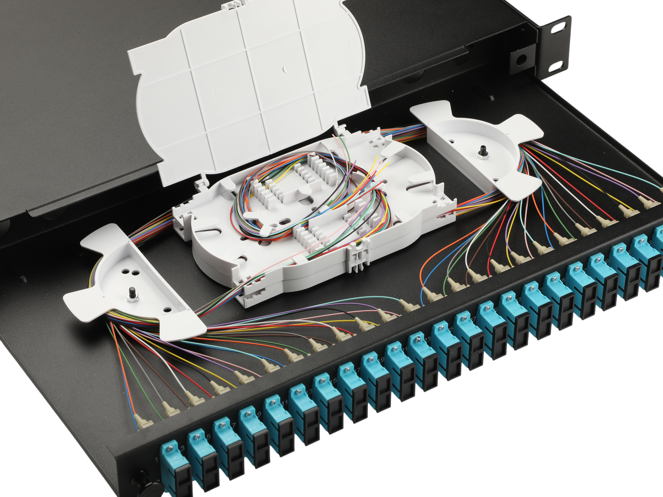 Equip LWL-Spleißkasten 24-Port SC-Duplex OM3 1U komplett sw