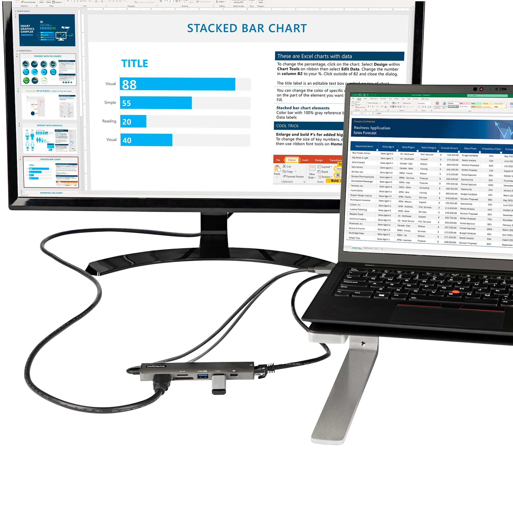 STARTECH.COM USB-C Multiport Adapter USB-C to 4K 60Hz HDMI 2.0 100W PD Pass-through SD GbE USB-C Mini Dock 30cm cable