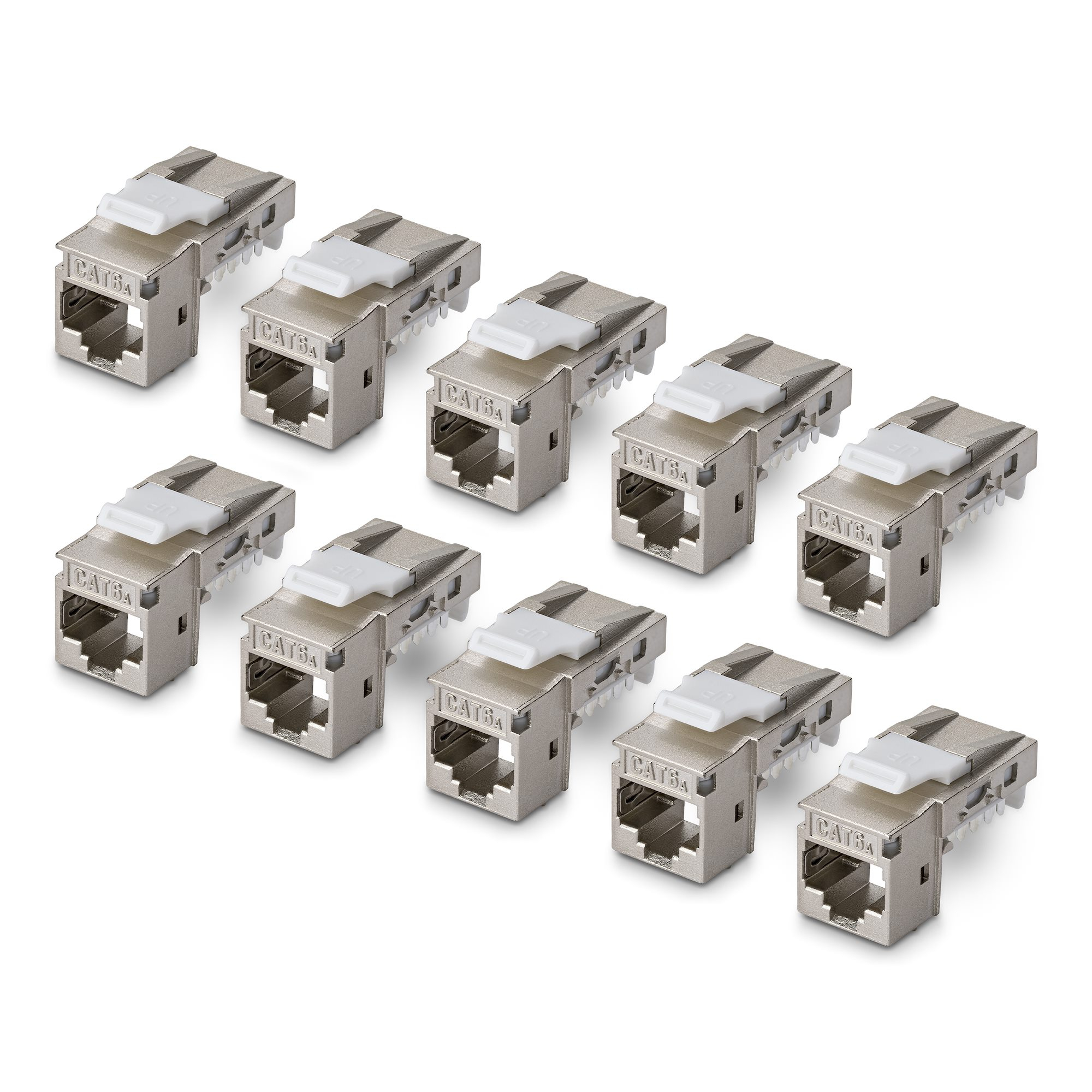 CAT6A KEYSTONE JACK 10-PACK 10-PACK90-DEGREE/TOOLLESS/SHIELD