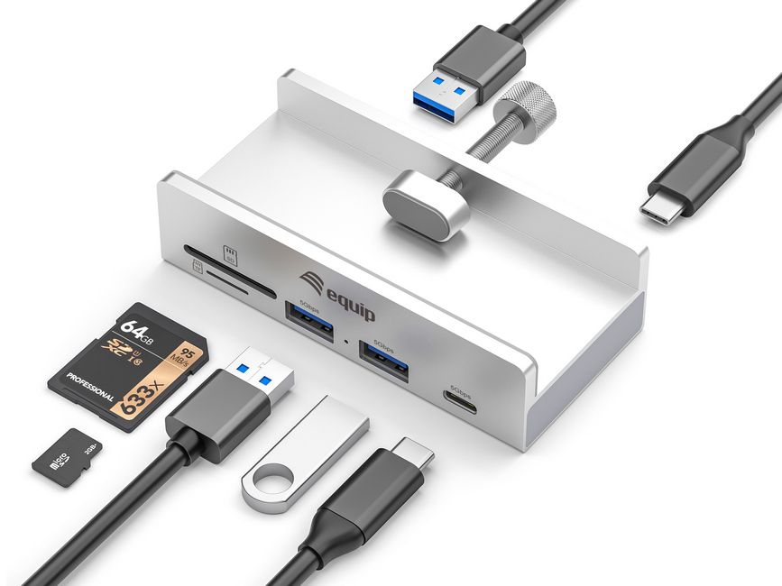 Equip 5-Port-Klemm USB-A3.2-Hub->2xUSB-A/SD/TF/USB-C 5Gbps