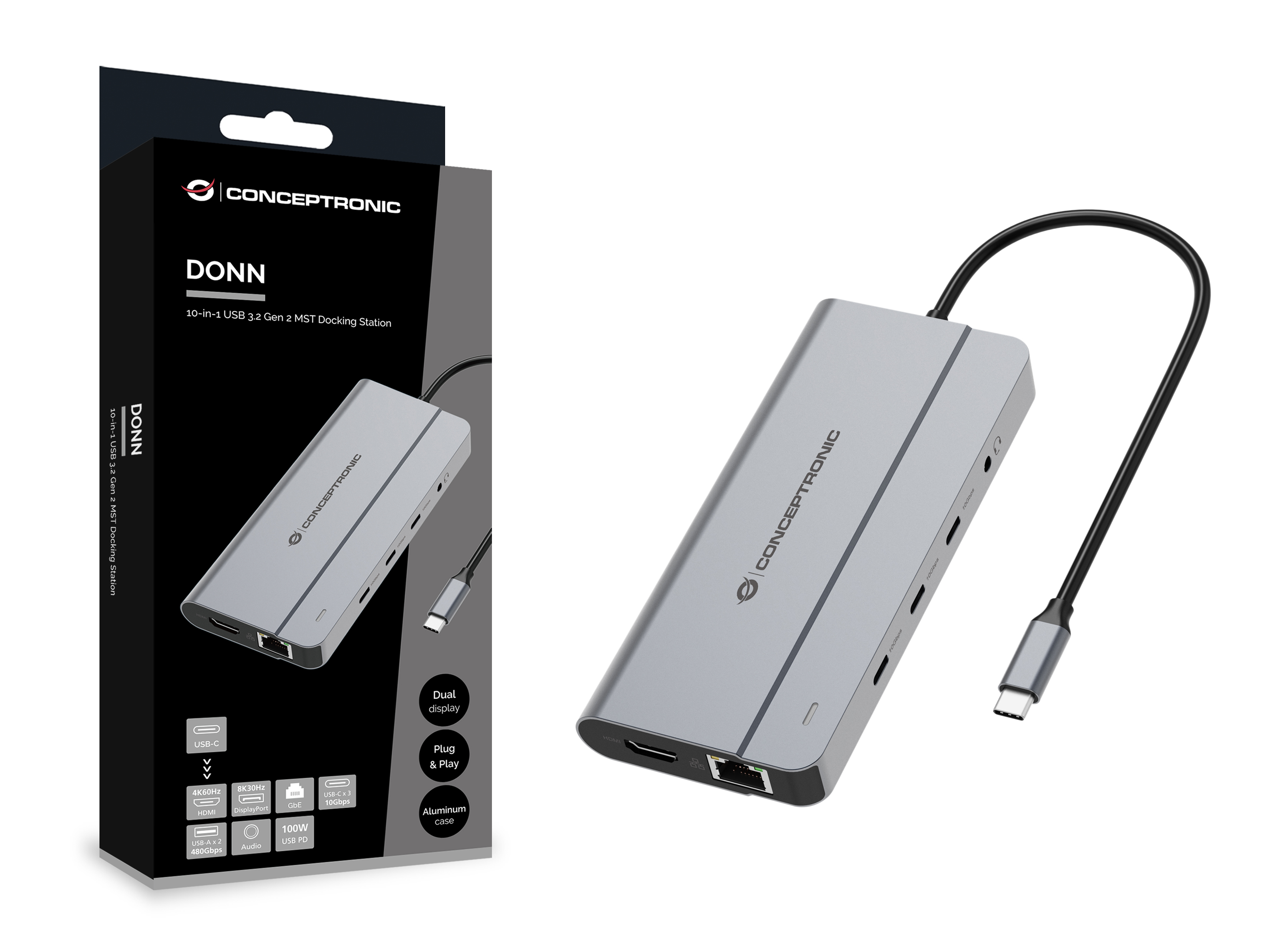 CONCEPTRONIC 10-1 Dock USB-C->HDMI/2xUSB-A/3xUSB-C/100WPD