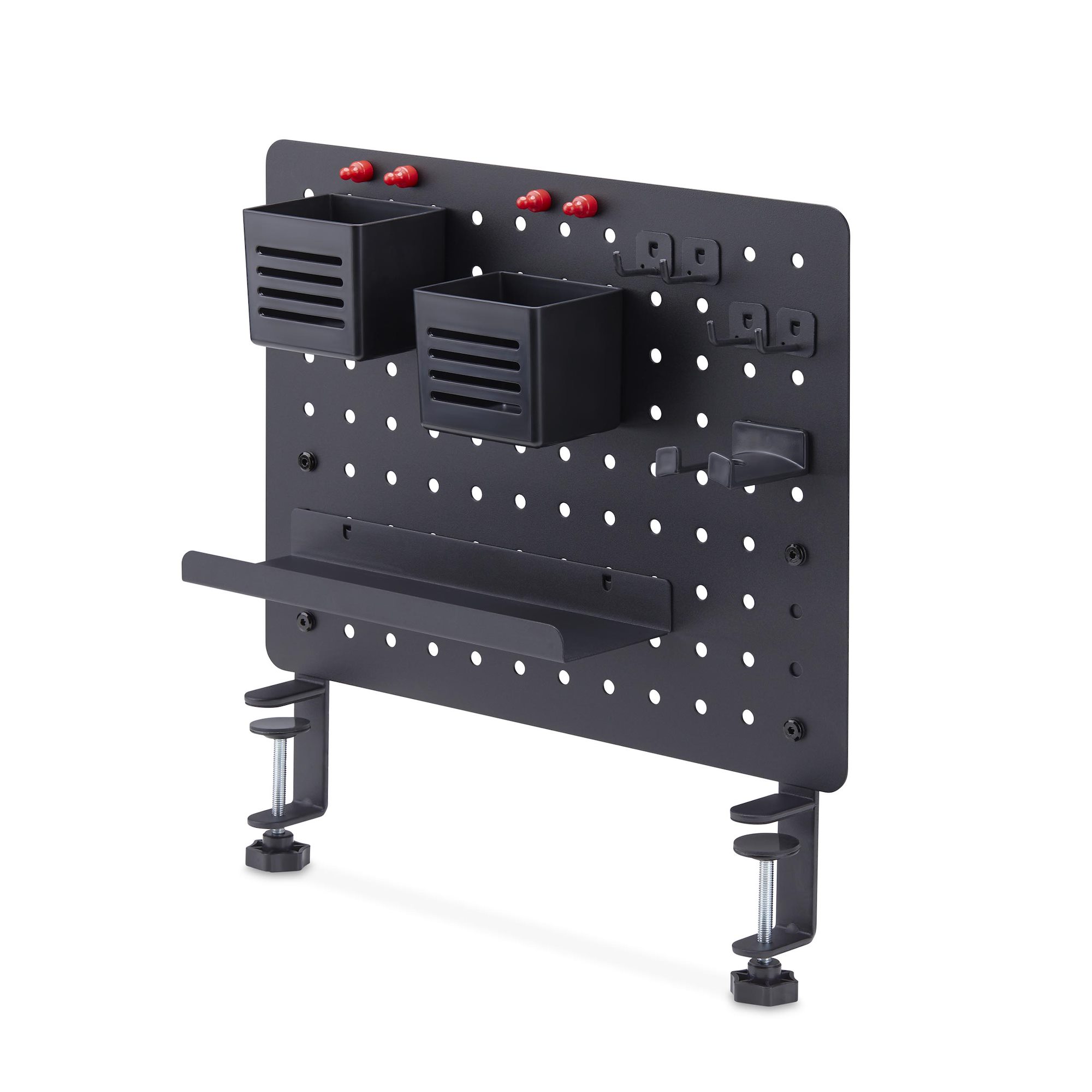 CLAMP-ON PEGBOARD ORGANIZER WITH ACCESSORIES STEEL BLACK