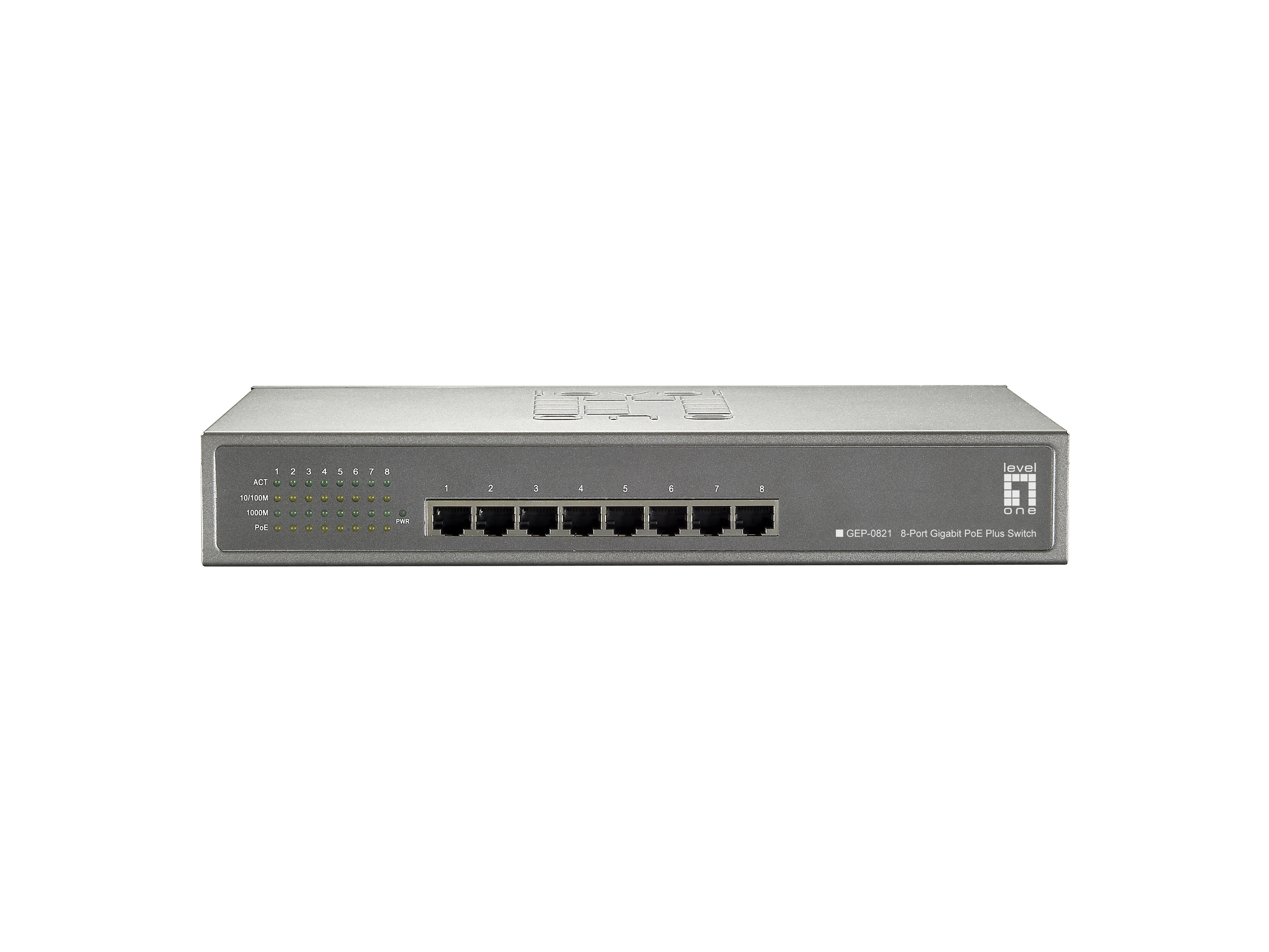 LevelOne PoE+Switch 8xGE PoE unmanaged 123W 19 Metall