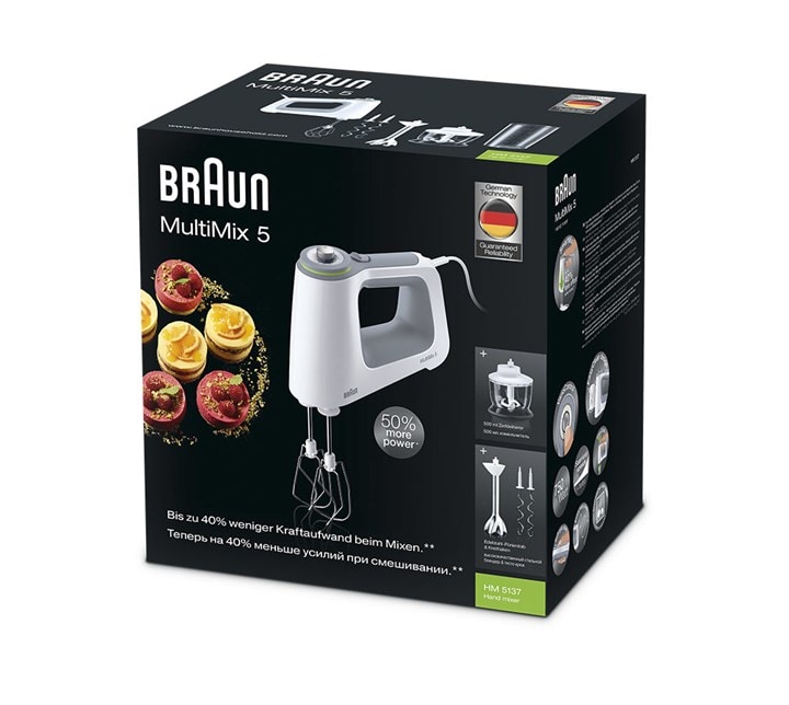 Braun MultiMix Handmixer HM 5137, 750 Watt - Weiß
