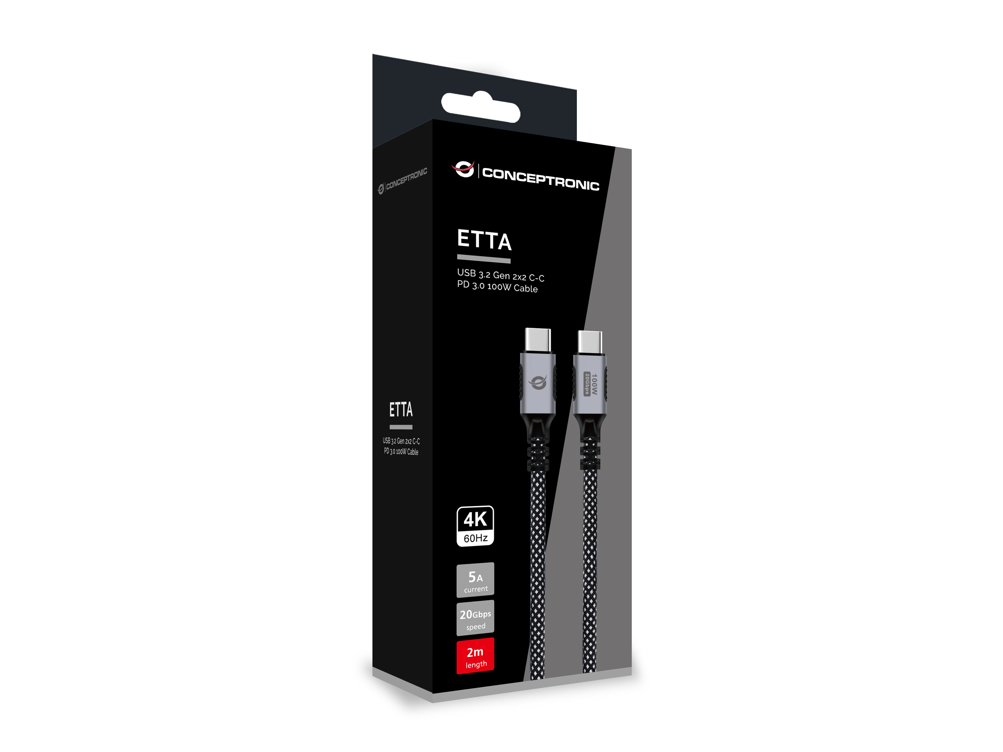 CONCEPTRONIC Kabel USB-C3.2->C 100W/PD3.0 20Gbs 2.00m sw