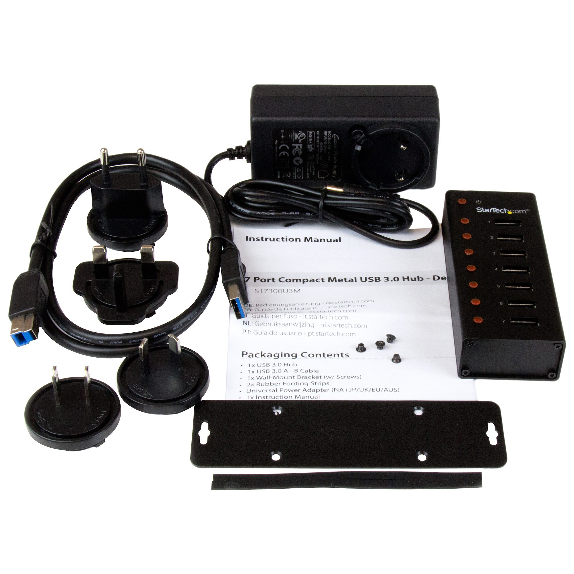StarTech.com ST7300U3M USB 3.0 Hub 7-Port Metallgehäuse Schwarz