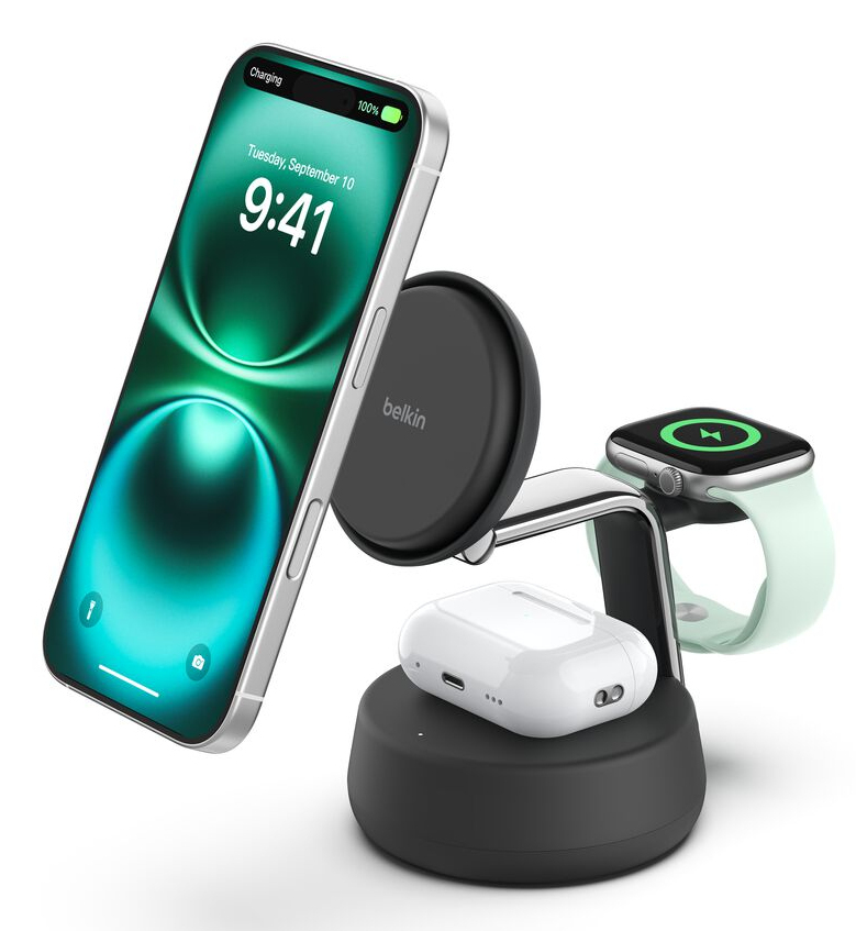 ULTRACHARGE PRO 25 WATT QI2 MAG 3-IN-1 LADESTATION SCHWARZ