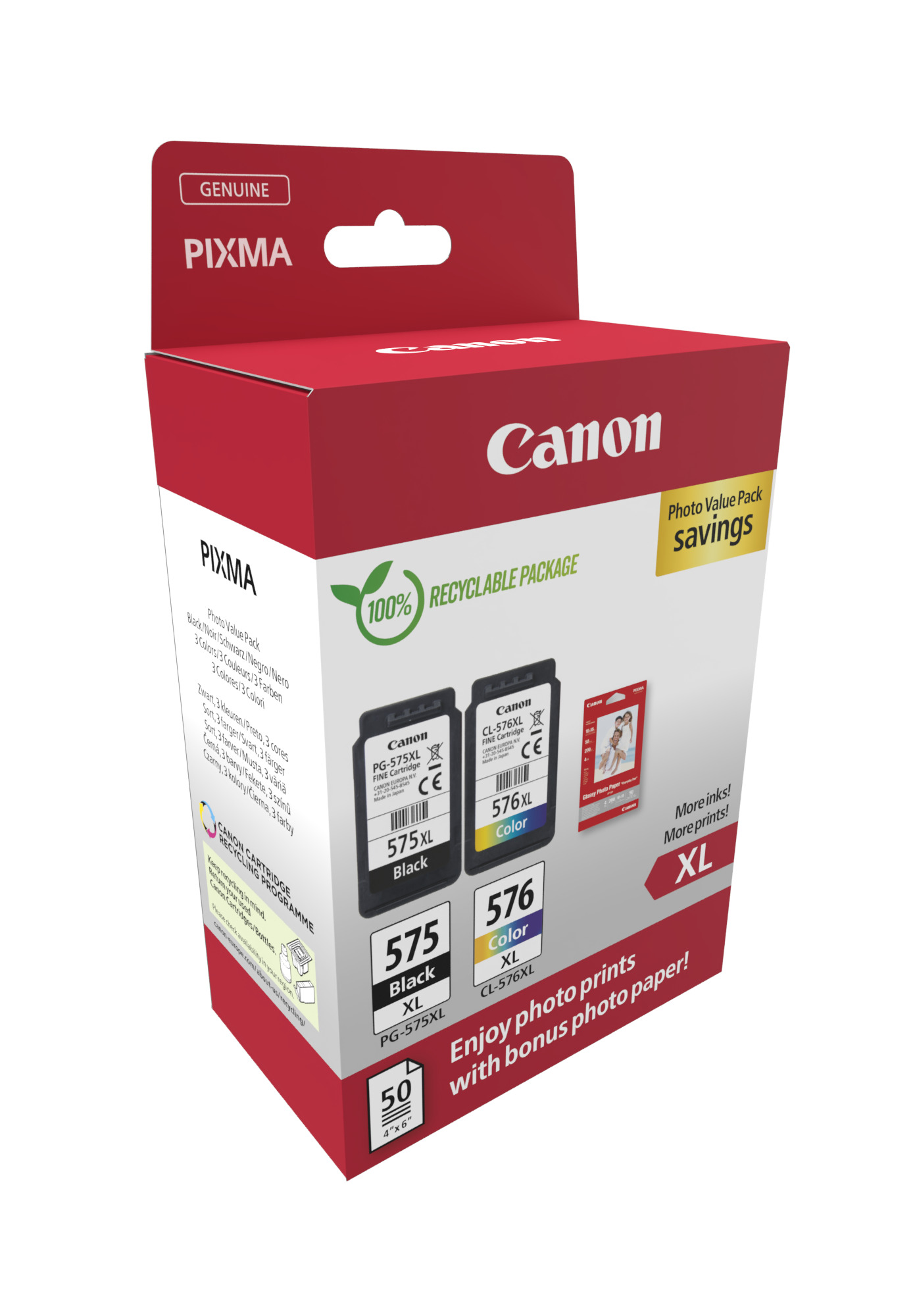 Patrone Canon PG-575XL+CL-576XL +50x10x15cm Fotopapier