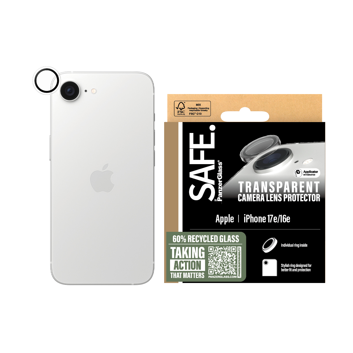 SAFE BY PANZERGLASS CAMERA LENS PROTECTOR TRANSPARENT IPHONE SE