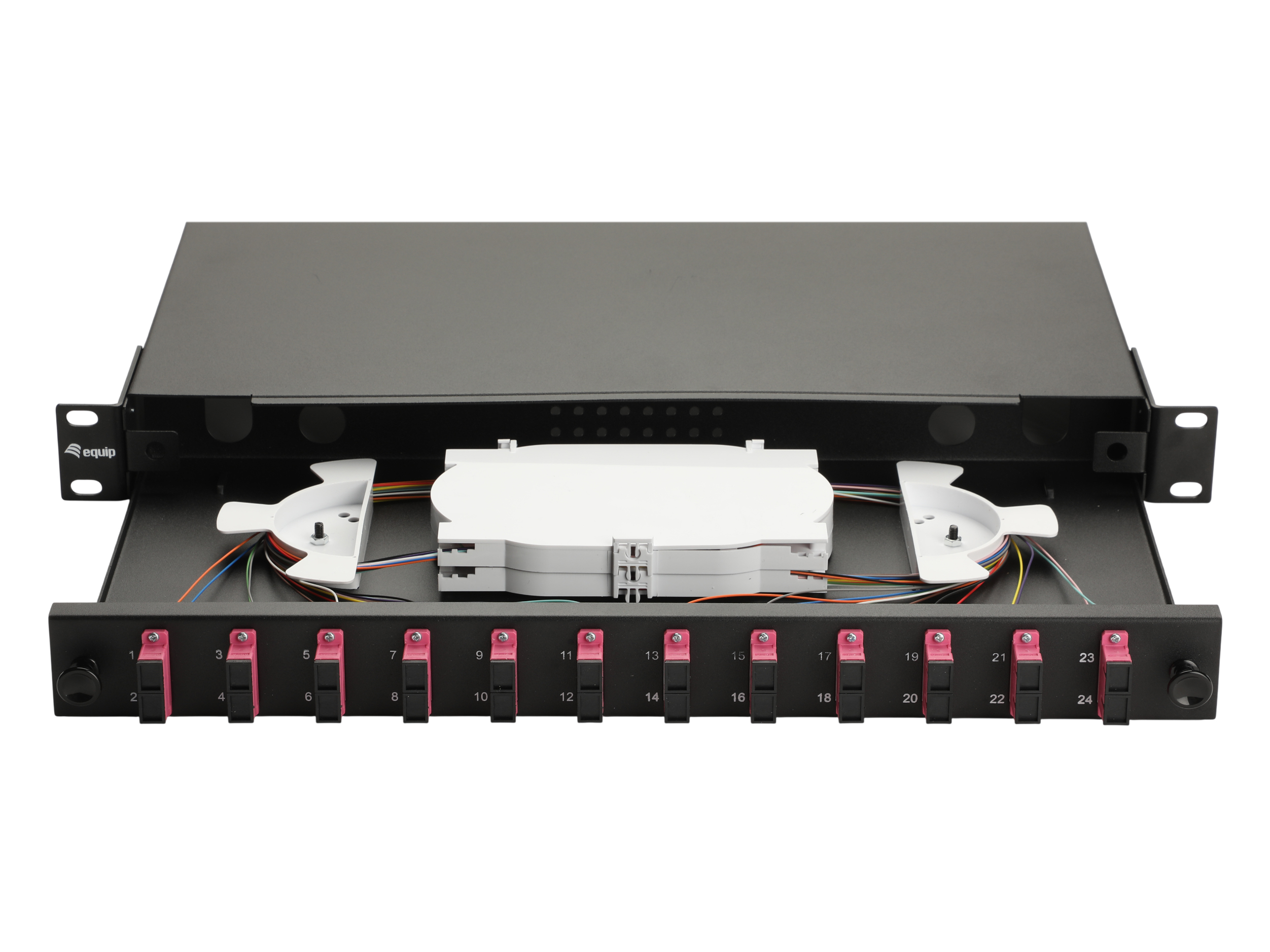 Equip LWL-Spleißkasten 12-Port SC-Duplex OM4 1U komplett sw
