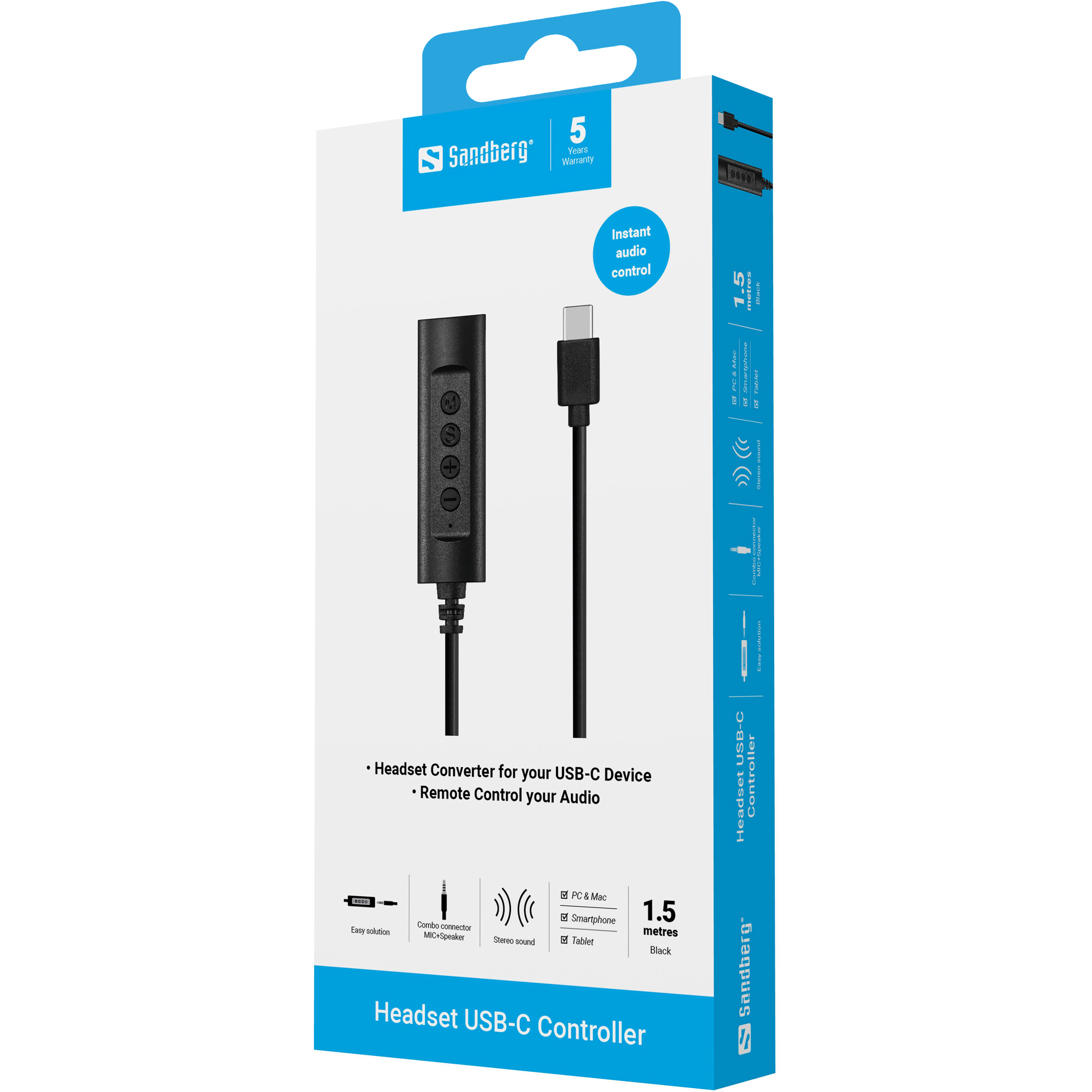 SANDBERG Headset USB-C Controller 1,5m