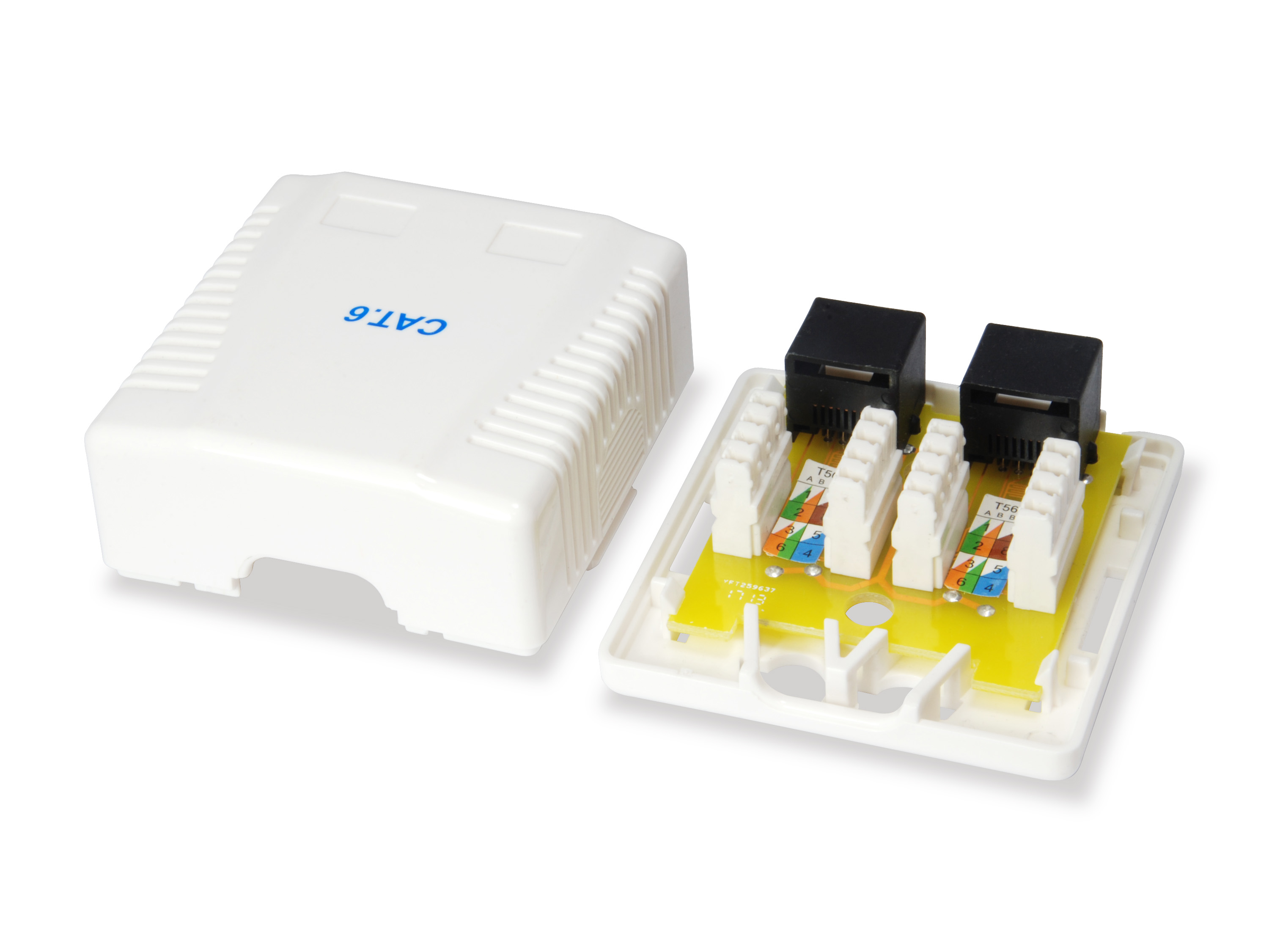 Equip Aufputzdose Cat6 2-Port 2x RJ45 UTP RAL 9010 ws Polybeutel