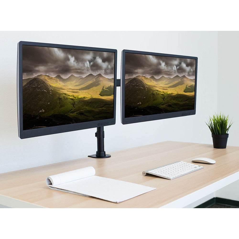 TECHLY Schreibtischhalterung fuer 2 LCD TV LED 38,1cm-68,58cm 15-27Zoll Seite an Seite mit Klemme