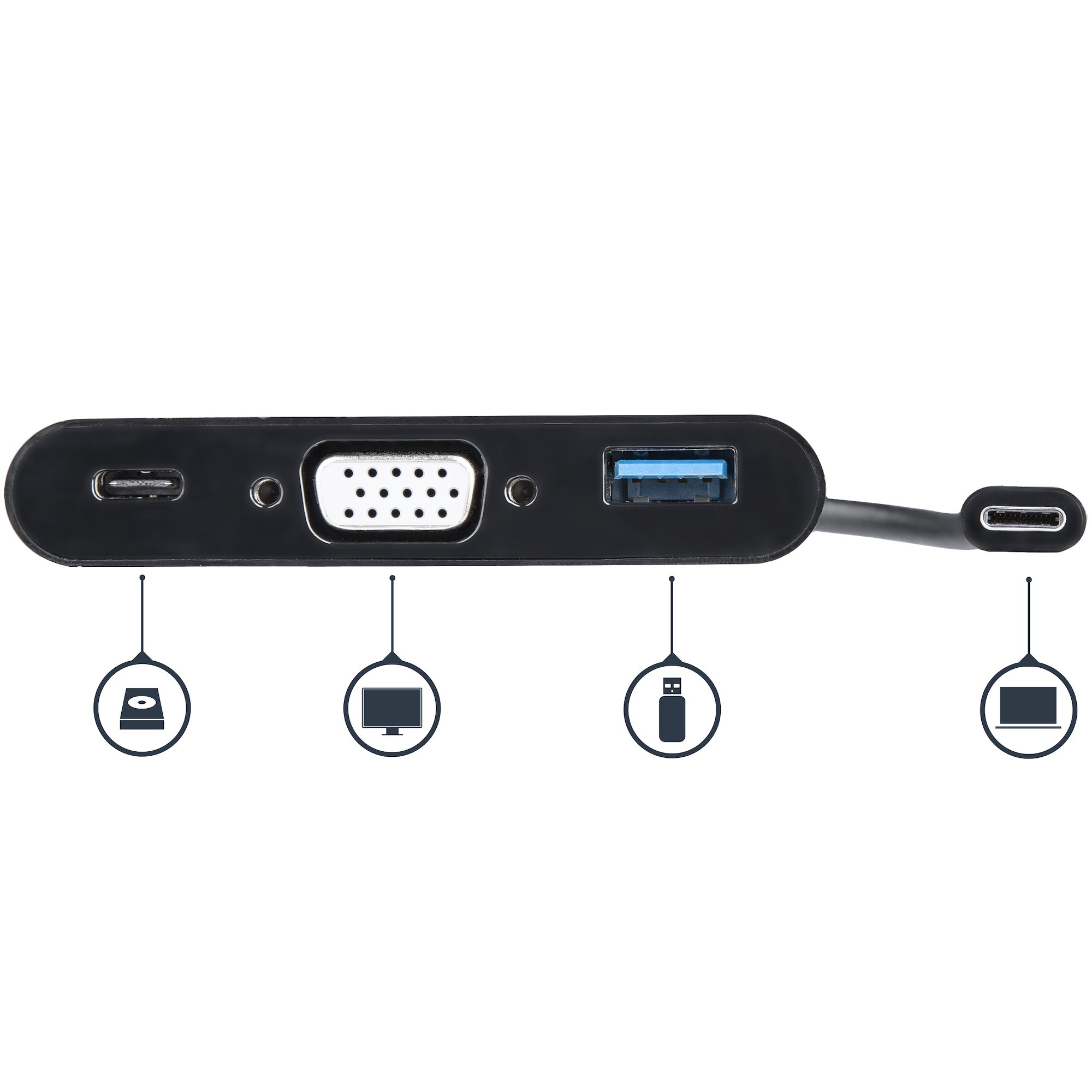 USB-C TO VGA ADAPTER WITH PD PD + USB PORT - USB-C ADAPTER