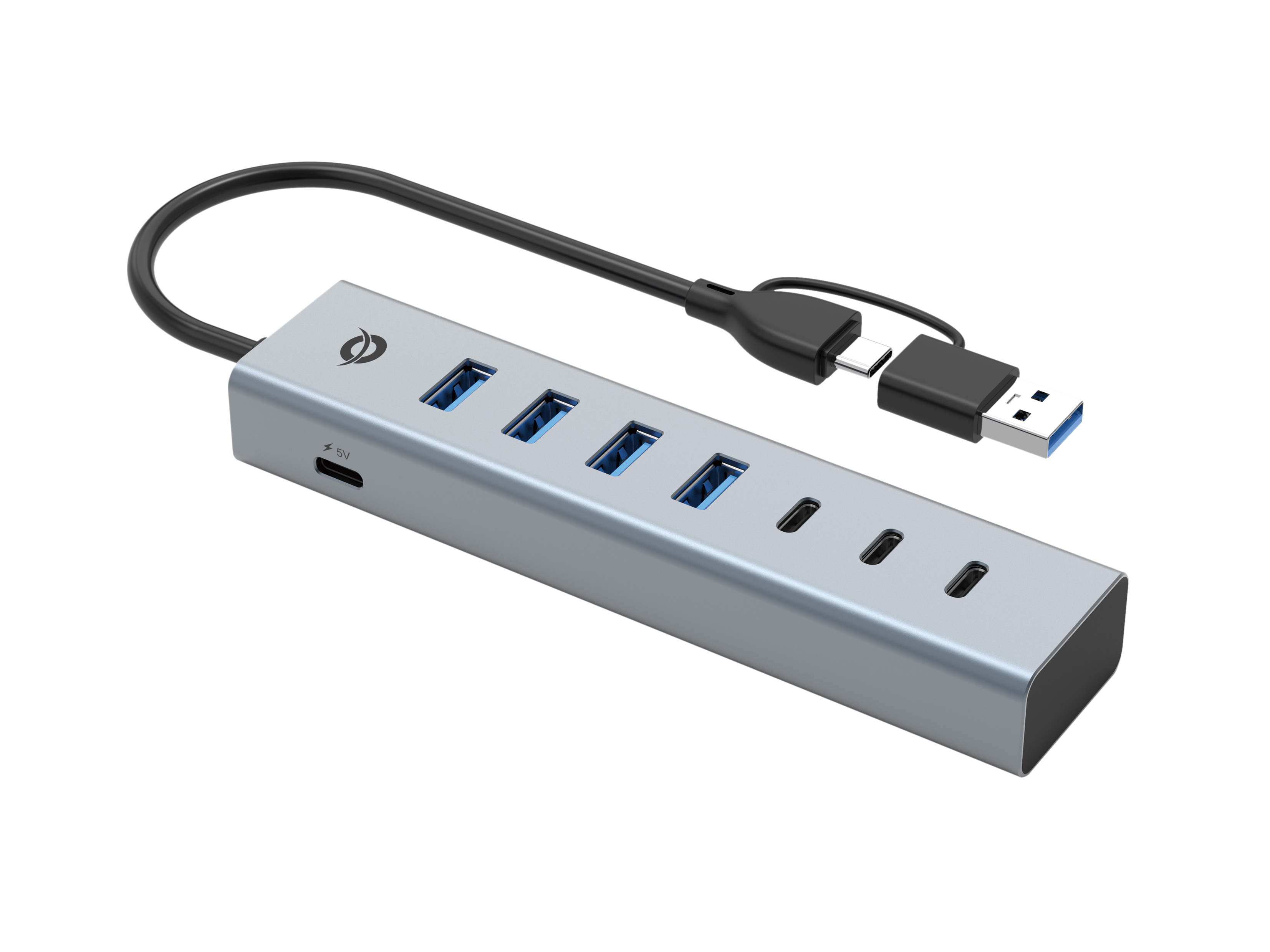 CONCEPTRONIC 7-Port Hub USB-A3.0/-C Adap.->4xA3.0+m.Netz. gr