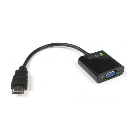 TECHLY HDMI auf VGA Konverter HDMI Stecker auf VGA Buchse schwarz im hochwertigen Polybag