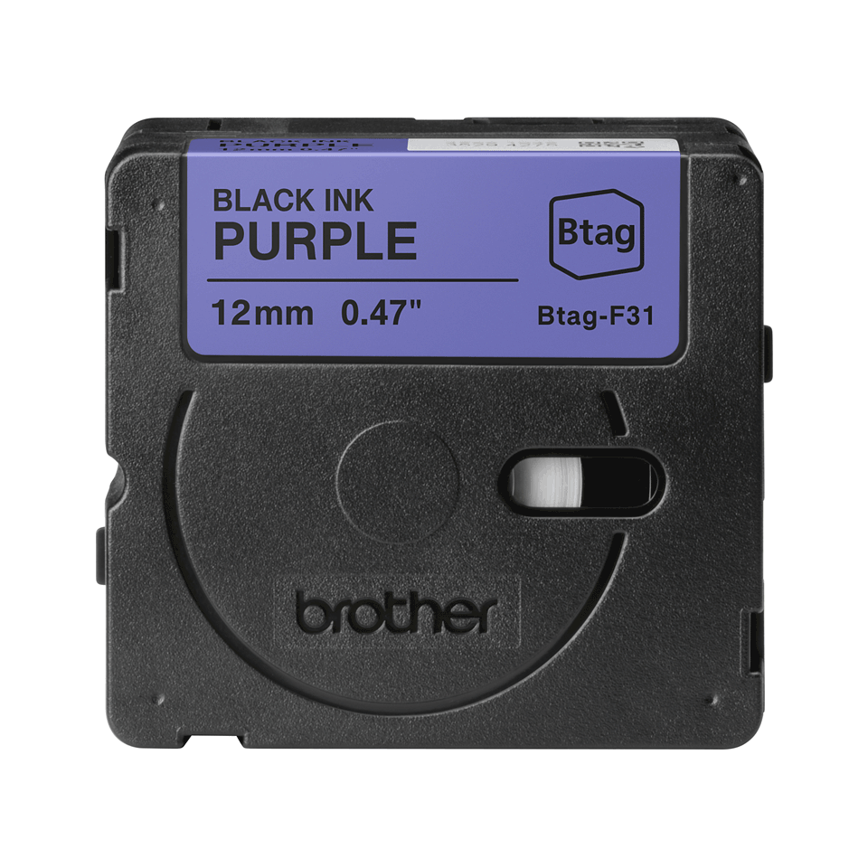 brother Schriftband Btag BTAGF31, 12 mm, schwarz auf lila, 1 St.