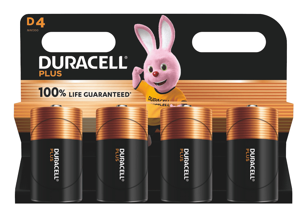 DURACELL Batterien PLUS Alkali-Mangan E-Block 9,0 V, 4 St.